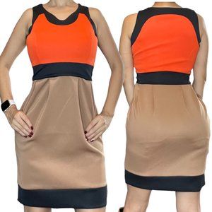 BCBGMAXAZRIA Womens Dress Size XS Orange Brown Black